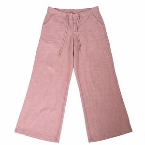 Hot & Delicious Soft Pink Wide-Leg Lightweight Drawstring Low Rise Pants